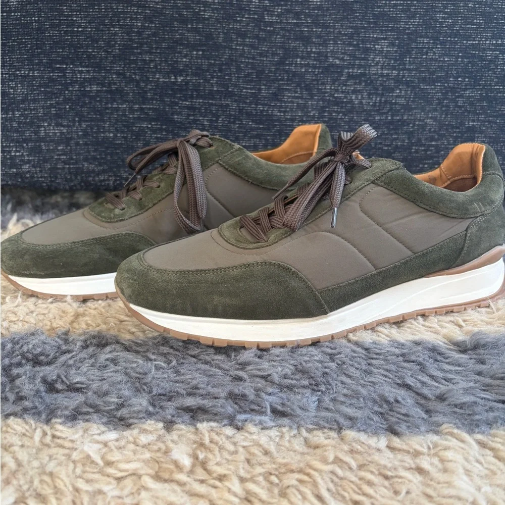 Charles Tyrwhitt Mens 10 Textile and Suede Sneakers Green - Barely Used - Picture 3 of 5